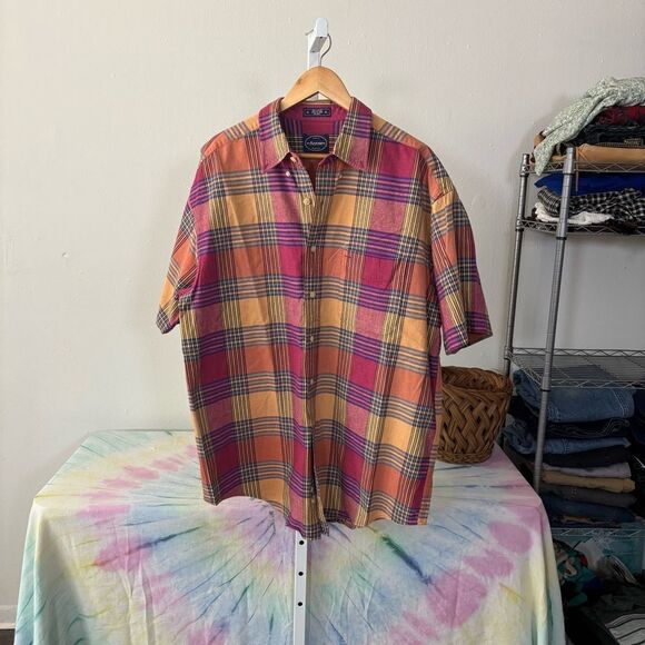 Colorful Plaid Men's Shirt ARROW men’s size XL vintage 70s - Picture 4 of 5